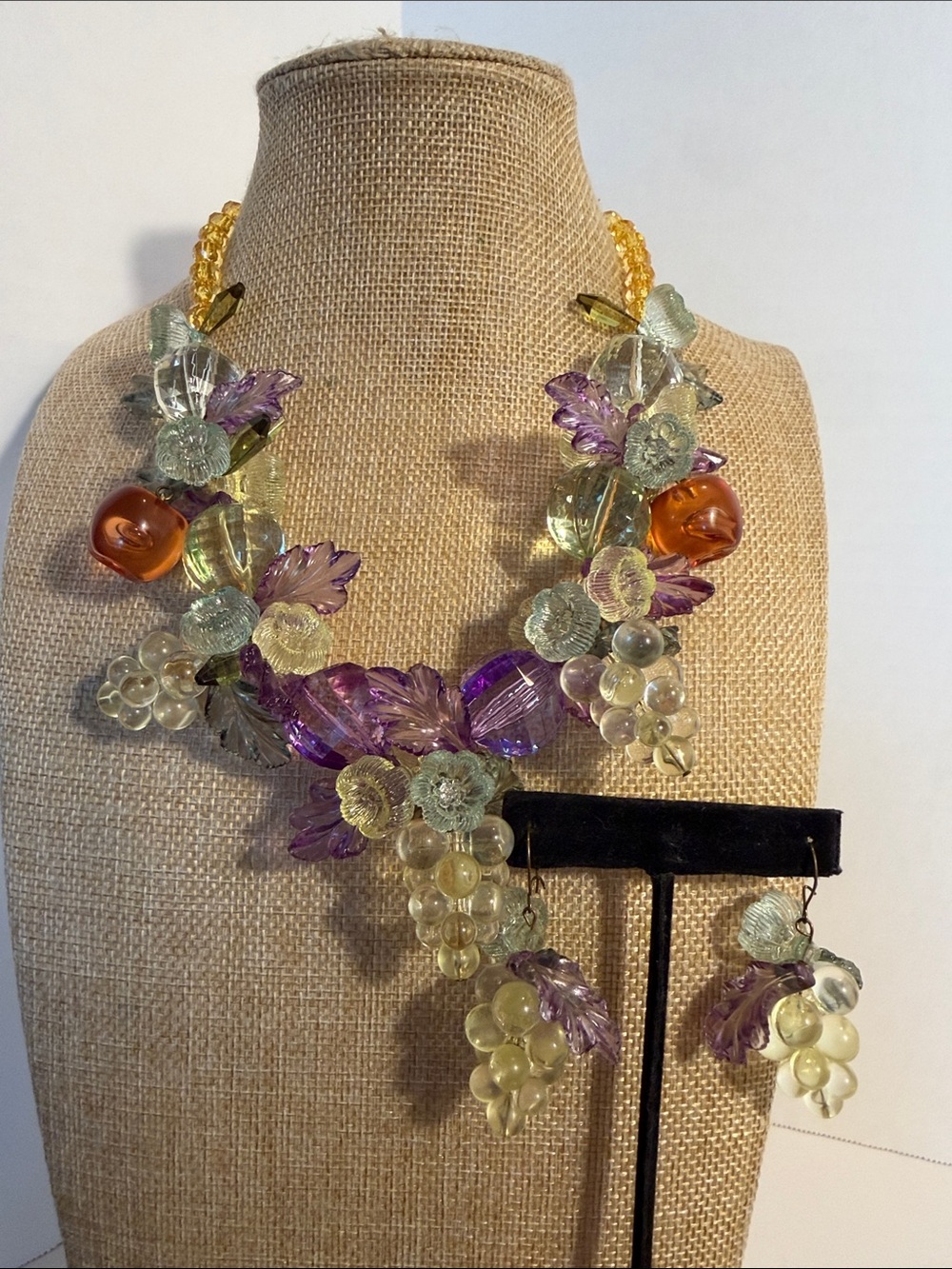 Fruit Salad Vintage Necklace and Earrings - Picture 4 of 10